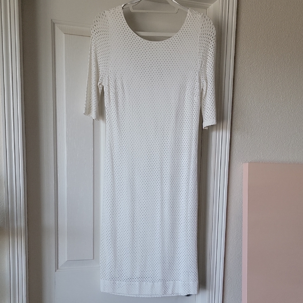 Banana Republic White Textured Midi Dress